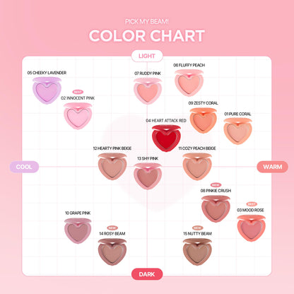 Lilybyred Luv Beam Cheek Balm | Heart-Shaped Cream Blush, Semi-Matte Finish, Buildable Color