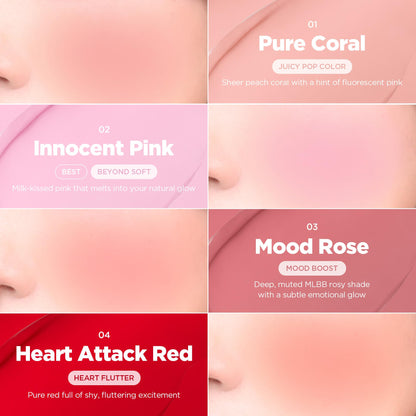 Lilybyred Luv Beam Cheek Balm | Heart-Shaped Cream Blush, Semi-Matte Finish, Buildable Color