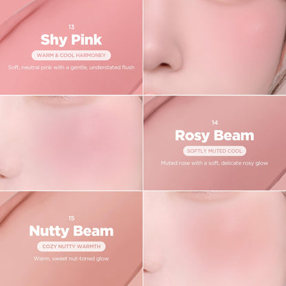 Lilybyred Luv Beam Cheek Balm | Heart-Shaped Cream Blush, Semi-Matte Finish, 13 Shy Pink