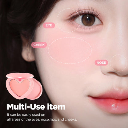 Lilybyred Luv Beam Cheek Balm | Heart-Shaped Cream Blush, Semi-Matte Finish, 13 Shy Pink