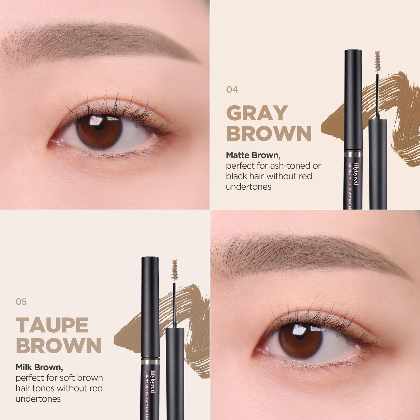 lilybyred Skinny Mes Brow Mascara | Ultra-Slim 1.5mm Brush for Precise, Natural Brows