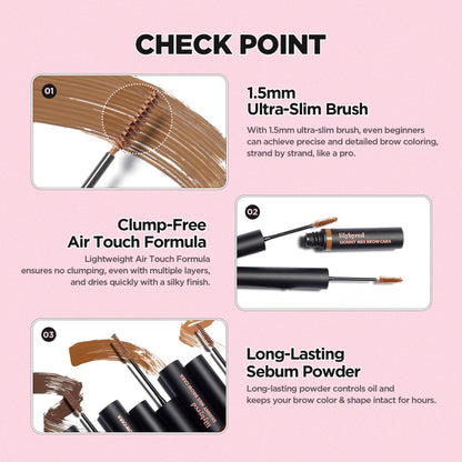 lilybyred Skinny Mes Brow Mascara | Ultra-Slim 1.5mm Brush for Precise, Natural Brows