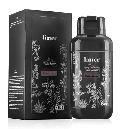 Limer Hair Dye Shampoo Chestnut Brown – 6-in-1 Ammonia-Free, 460ml