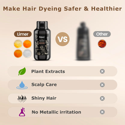 Limer Hair Dye Shampoo Chestnut Brown – 6-in-1 Ammonia-Free, 460ml