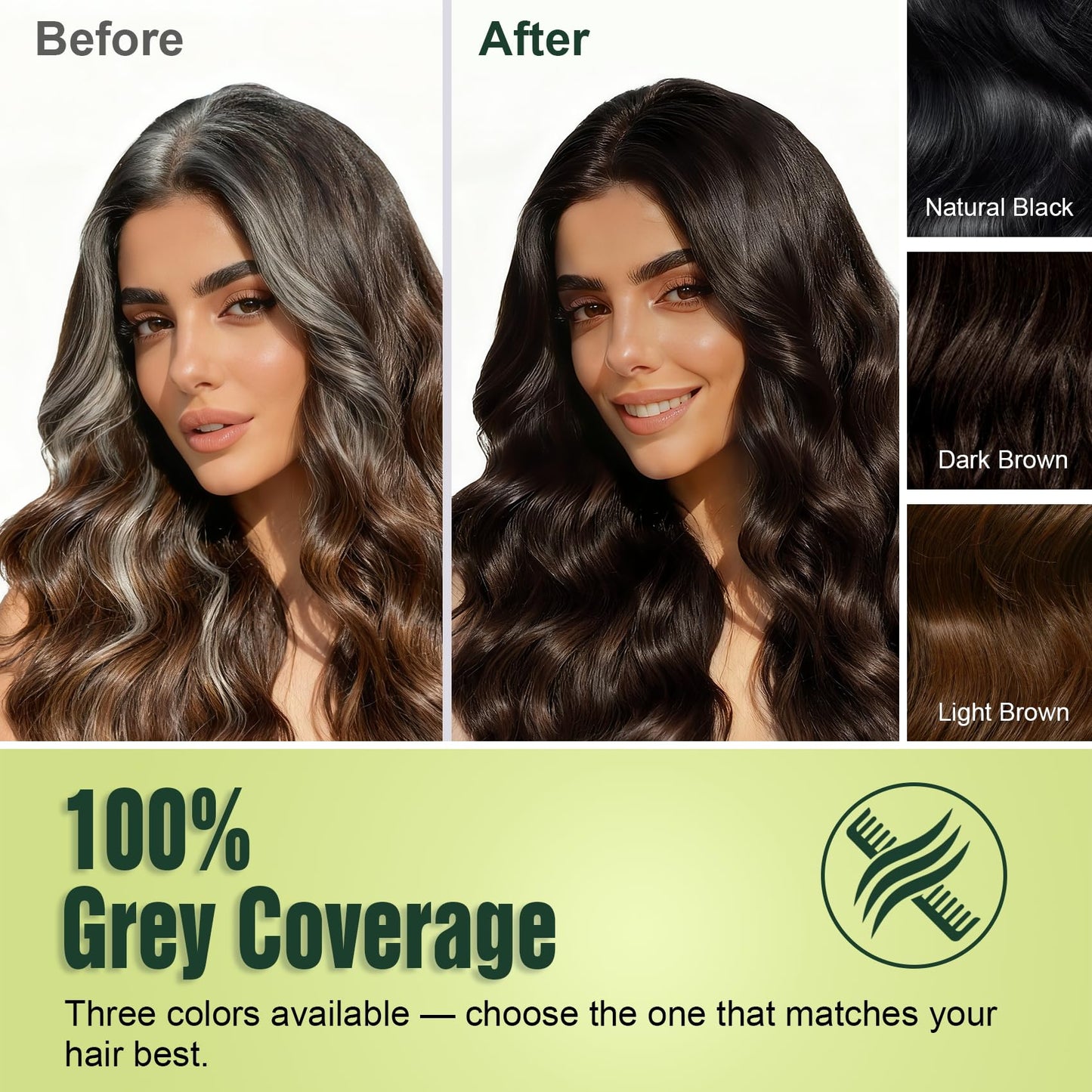 Limer Hair Dye Shampoo Natural Black Color — PPD-Free & Ammonia-Free, 6-in-1 Herbal Formula