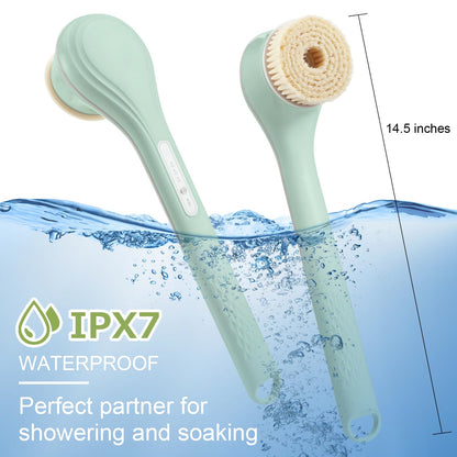 LINGSFIRE Electric Body Bath Brush – 6 Heads, 14.5" Handle, IPX7 Waterproof, Rechargeable