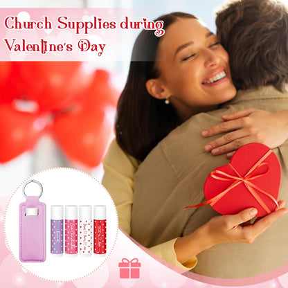 Linyuthia 20-Set Galentines Lip Balms & Leather Lipstick Holder Keychains (4 Styles) – Christian Valentine Gift