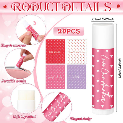 Linyuthia 20-Set Galentines Lip Balms & Leather Lipstick Holder Keychains (4 Styles) – Christian Valentine Gift