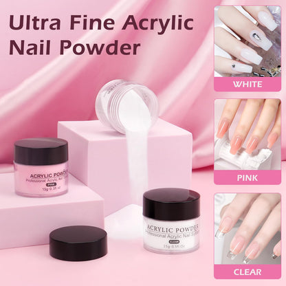 LIONVISION Practice Hand for Acrylic Nails — Nail Training Kit with 12-Color Powder & Liquid