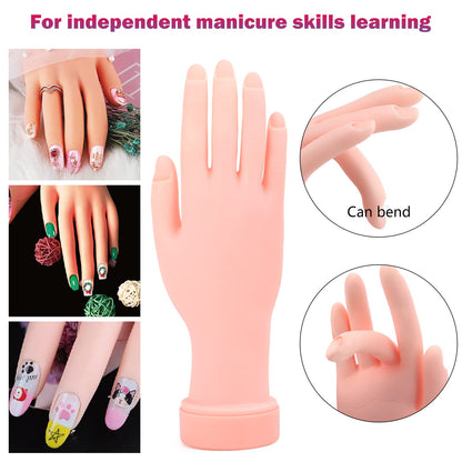 LIONVISION Practice Hand for Acrylic Nails — Nail Training Kit with 12-Color Powder & Liquid