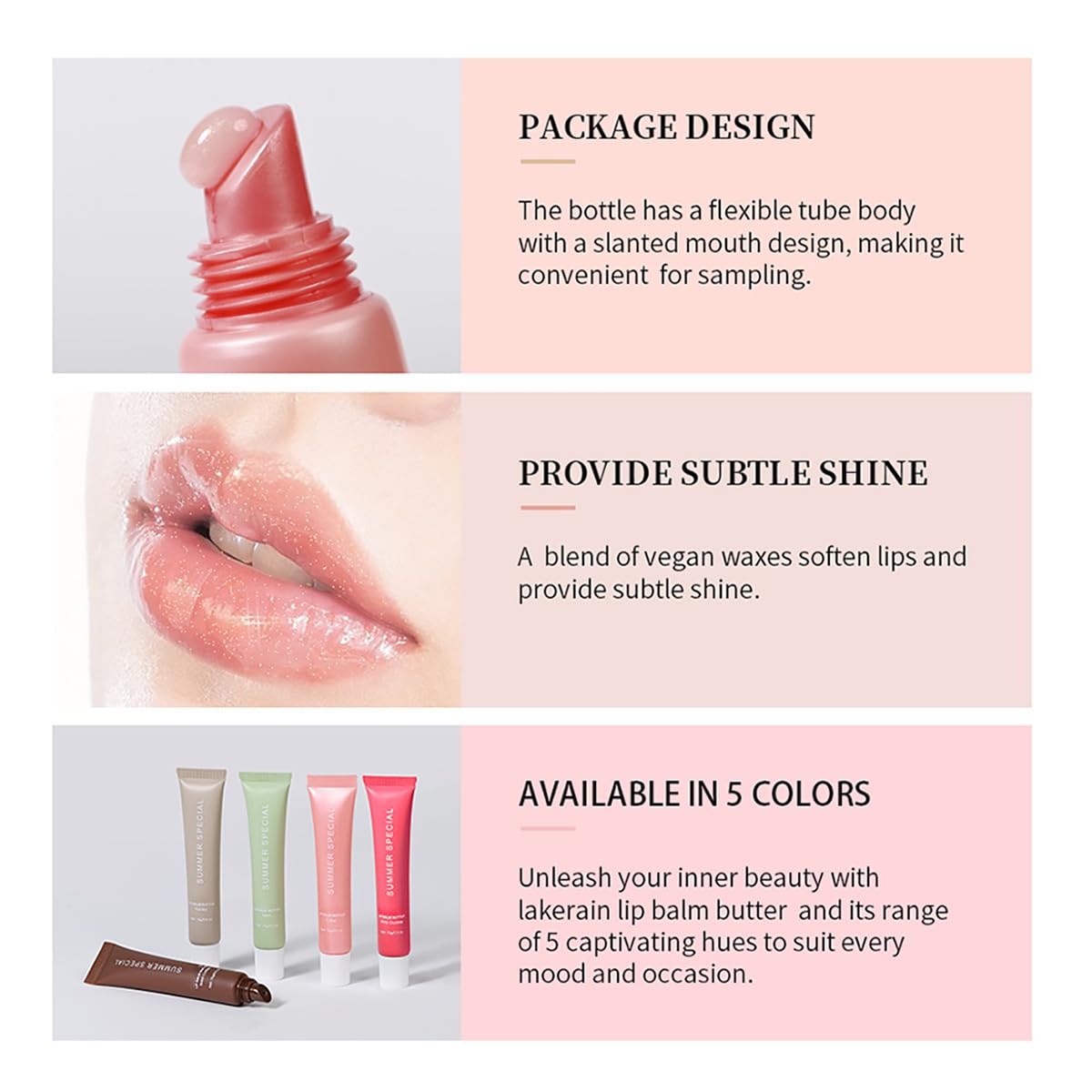 5-Color Summer Special Lip Balm: 5 Shades, Lightweight & Non-Sticky, Gift Box