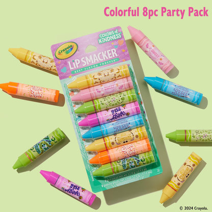 Lip Smacker Crayola Party Pack - 8 Moisturizing Lip Balms for Hydration & Gloss