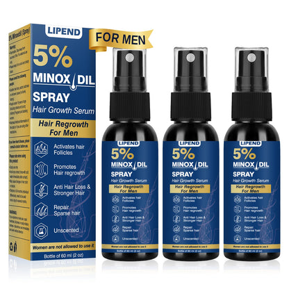 LIPEND 5% Minoxidil for Men Hair Growth Spray — Beards & Scalp, 3 x 2oz