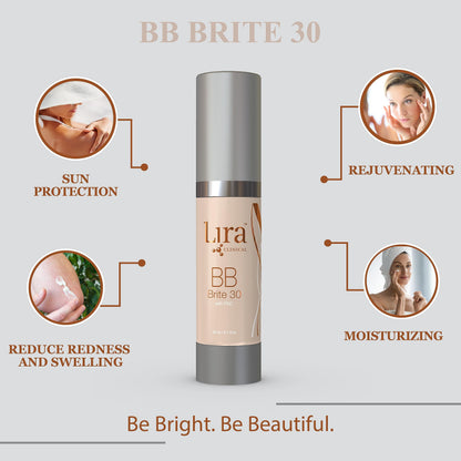 Lira Clinical BB Brite 30 - SPF 30 Tinted BB Cream with PSC & Vitamins | Full Coverage