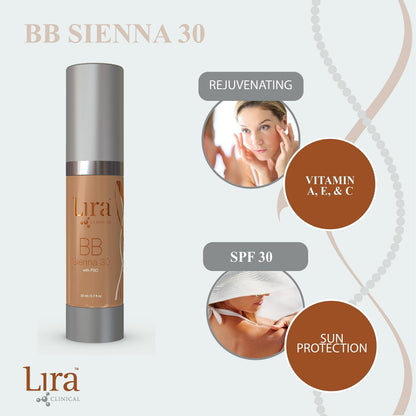 Lira Clinical BB Cream SPF 30 | Full Coverage Tint in Sienna 30