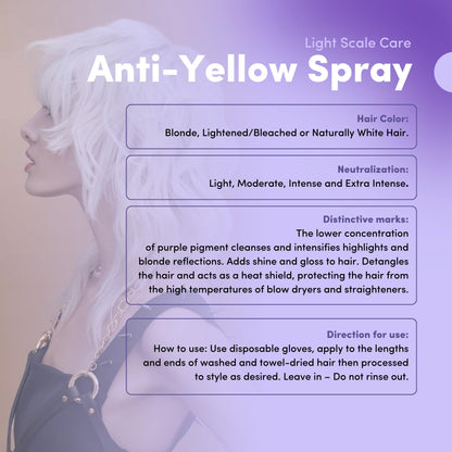 Lisap Light Scale Hair Spray – Purple Toner for Blondes, Anti-Brass & Heat Protection (4.23 fl oz)