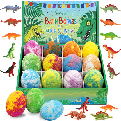 Lisotera Easter Bath Bombs for Kids with Surprise Toys Inside – 12pc Dino Egg Gift Set