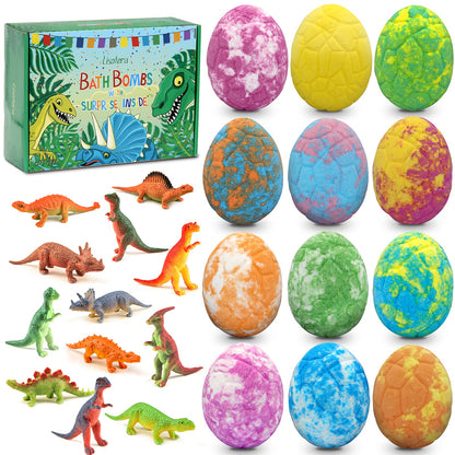 Lisotera Easter Bath Bombs for Kids with Surprise Toys Inside – 12pc Dino Egg Gift Set