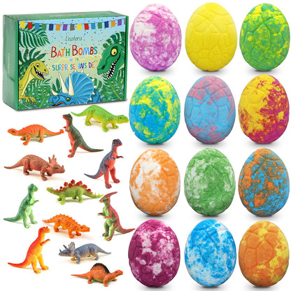 Lisotera Easter Bath Bombs for Kids with Surprise Toys Inside – 12pc Dino Egg Gift Set