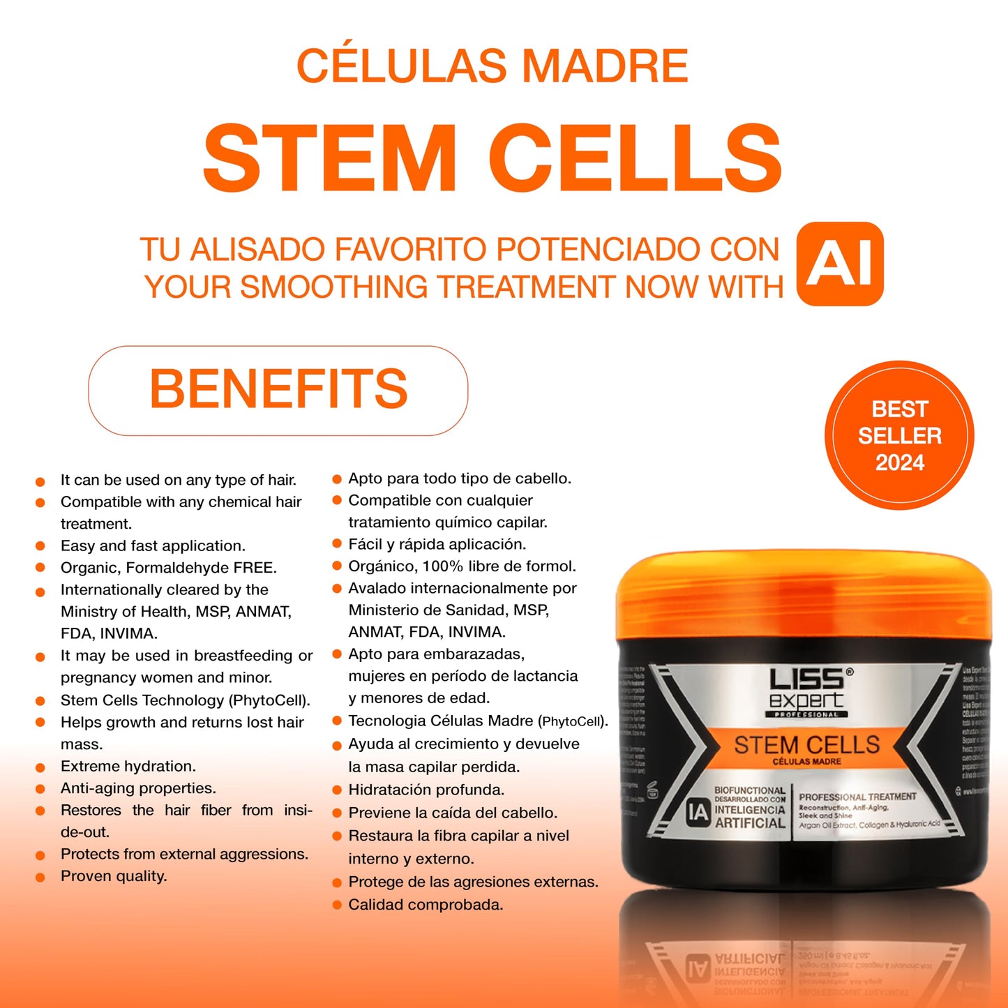 Liss Expert Hair Treatment Set – Stem Cells Express & Divine Oil 1.69 oz, Organic Smoothing Treatment 500 ml