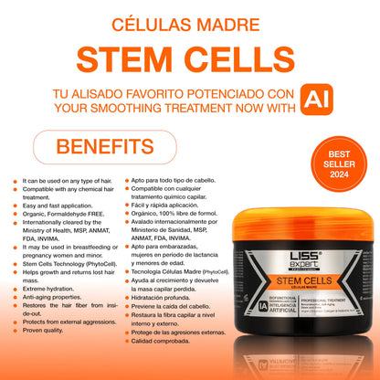 Liss Expert Hair Treatment Set – Stem Cells Express & Divine Oil 1.69 oz, Organic Smoothing Treatment 500 ml