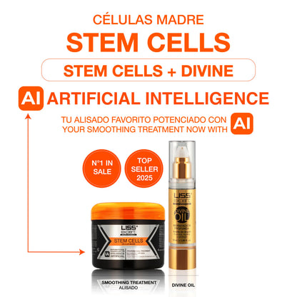 Liss Expert Hair Treatment Set – Stem Cells Express 8.45 oz + Divine Oil 1.69 oz | Organic Smoothing Treatment