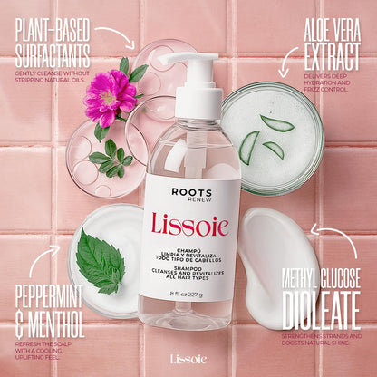 Lissoie Revitalizing Shampoo – Aloe Vera & Glycerin, Peppermint Freshness – Paraben-Free, USA Made
