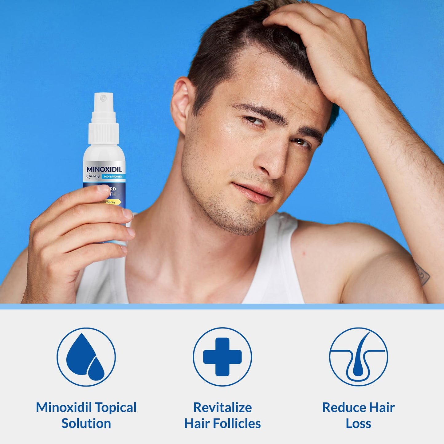 Listarfe 5% Minoxidil Spray – 3-Pack for Men & Women Hair & Beard Growth