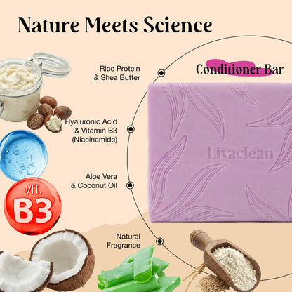 LivaClean 2 Pack Rice Water Shampoo & Conditioner Bar – 2x100g