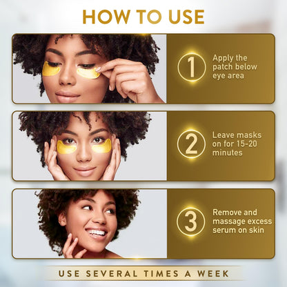 Live Wild Beauty Under Eye Patches with 24K Gold & Collagen – 72 Patches