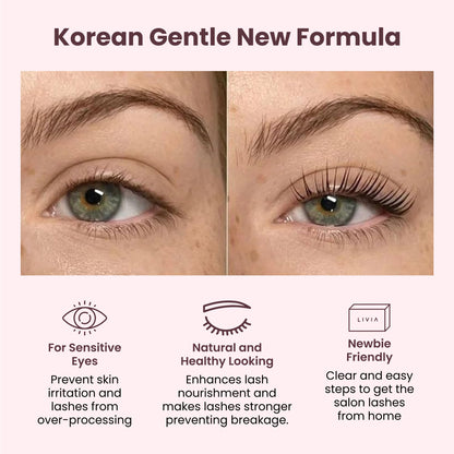 LIVIA Lash Lift Kit – Korean Formula, Salon-Quality Curls at Home, 8 Weeks, Complete DIY Perm Kit