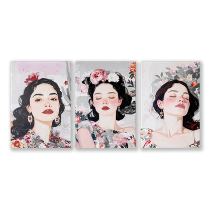 Living Room Art Paintings | Set of 3 Boho Women Wall art Prints