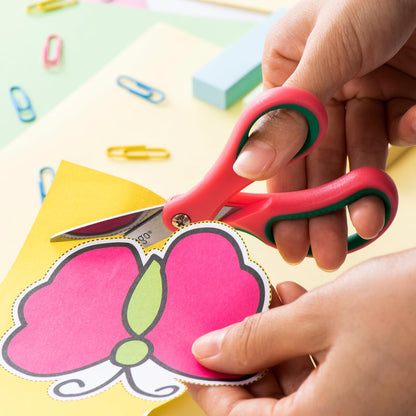 LIVINGO 5-Inch Kids Scissors – Pointed Tip, Soft Ergonomic Handles, Right/Left Handed, 3-Pack