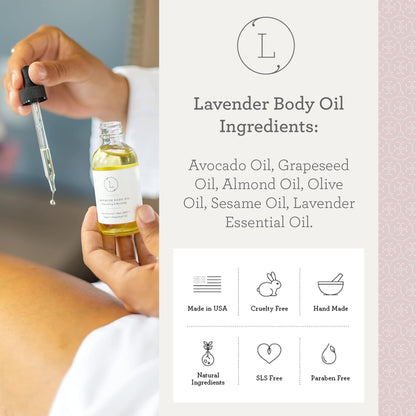 Lizush Lavender Body Oil - 2 oz | Vegan, Non-GMO, Handmade in USA