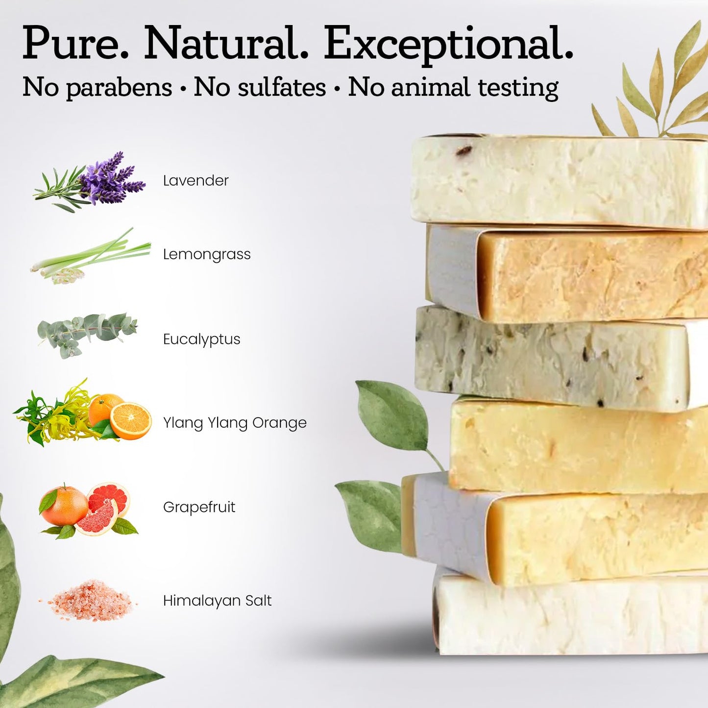 Lizush 6-Piece Soap Gift Set | Handmade in USA Spa Bars with Lemongrass, Grapefruit, Eucalyptus, Lavender