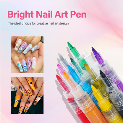 LKE 12 Colors Nail Art Pens Set – Quick-Dry Nail Design Markers for DIY Manicures