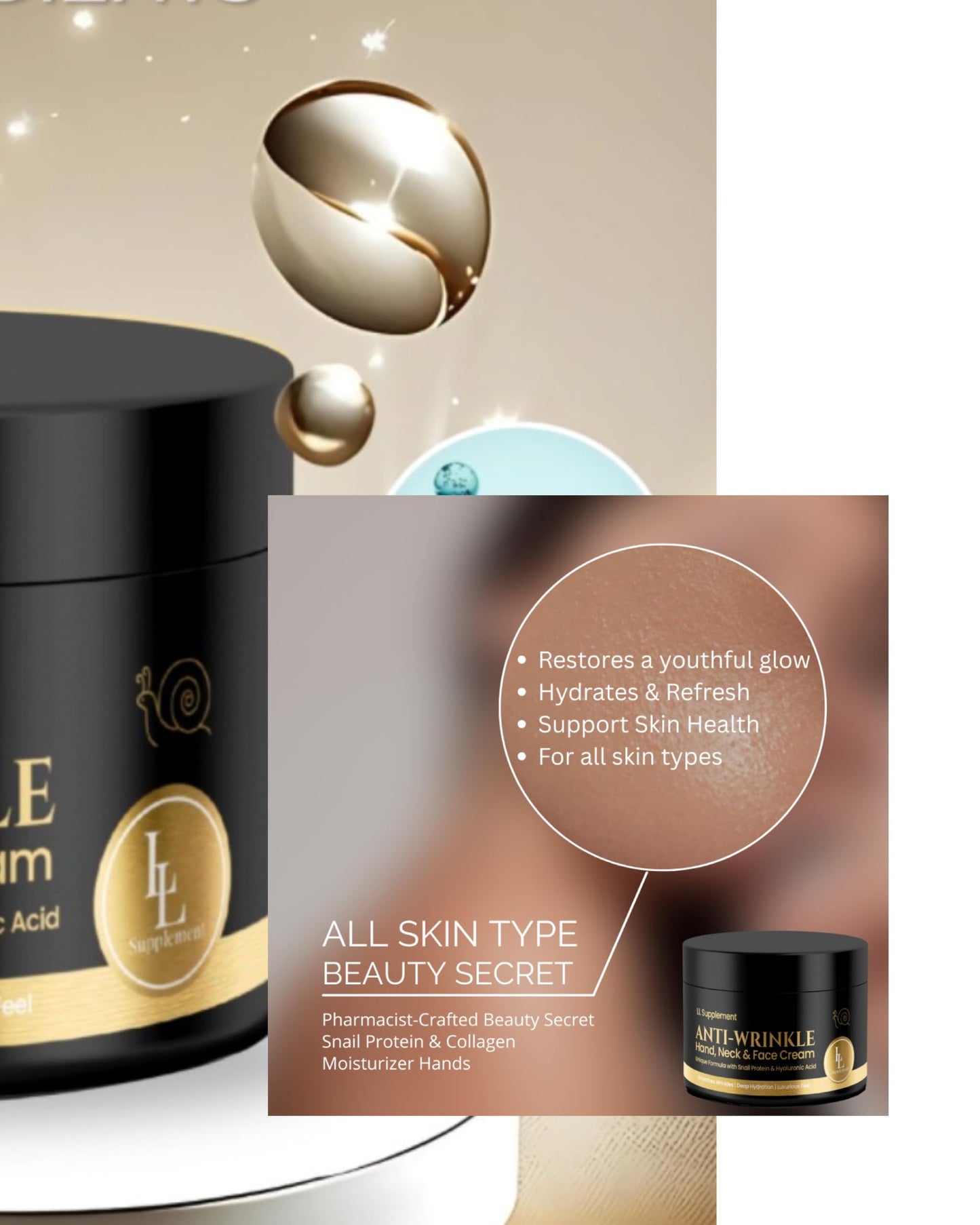 LL Supplement Anti-Wrinkle Cream for Face, Neck & Hands | Hydration & Smoothing