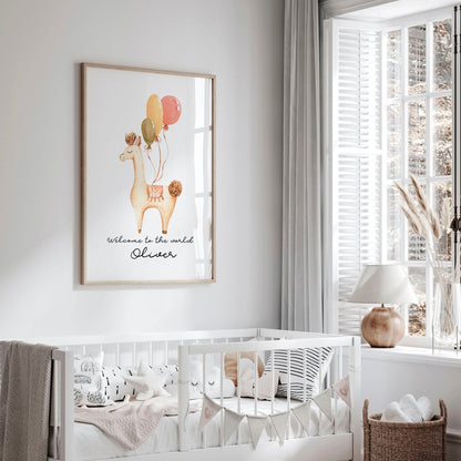 Childrens bedroom decorations | Llama Wall art for Nursery