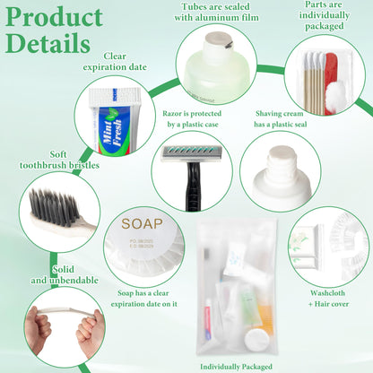 LLHQAMT Hygiene Kit Bulk – 50 Individually Packed Convenience Sets for Travel, Hotel, Camping