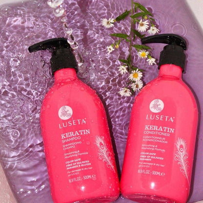 L LUSETA Keratin Shampoo & Conditioner Set – Moisturizing Care for Dry & Damaged Hair (Sulfate Free)