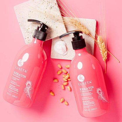 L LUSETA Keratin Shampoo & Conditioner Set – Moisturizing Care for Dry & Damaged Hair (Sulfate Free)
