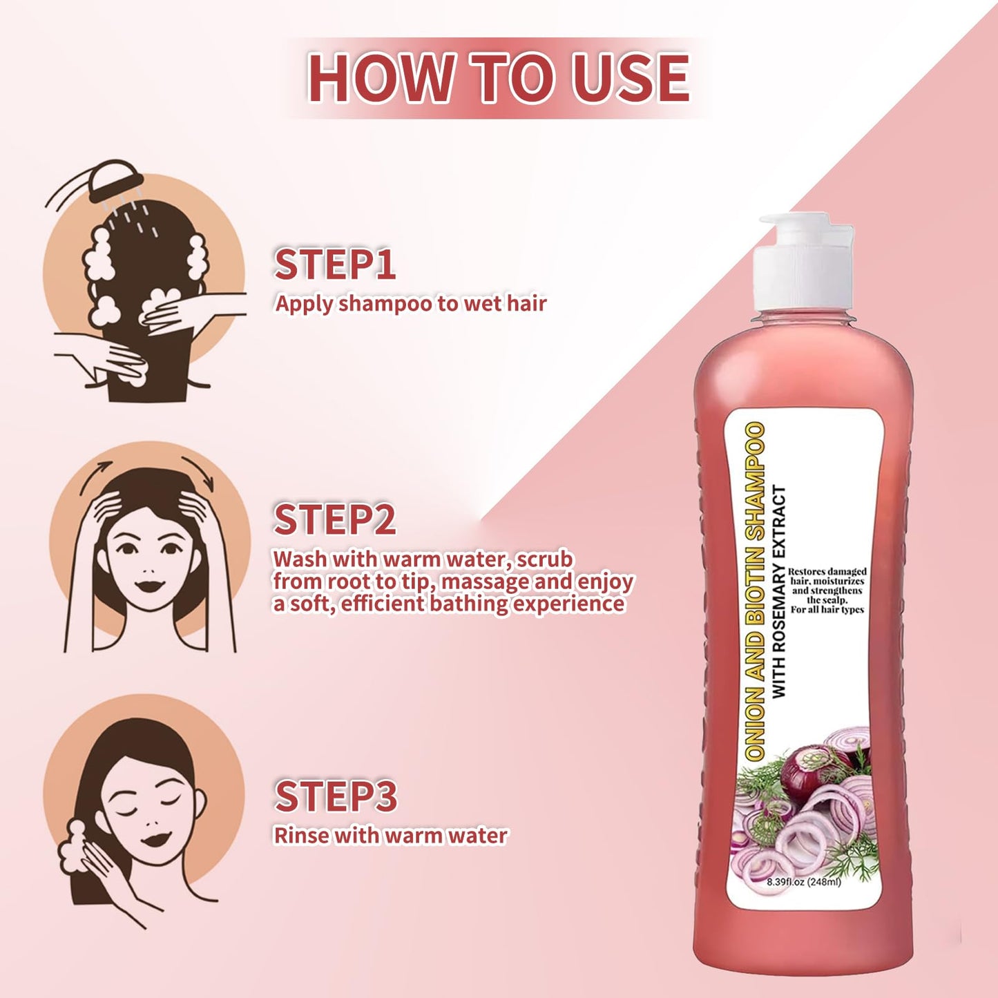 LMDGDS Onion Biotin & Rosemary Shampoo – Soft Hair, Shine & Thinning Hair Support