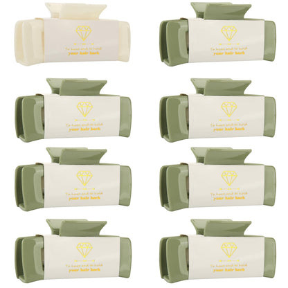 Loanzeg 8pc Bridesmaid Hair Claws – 4.1-Inch Square Clips, White & Smooth Sage Green