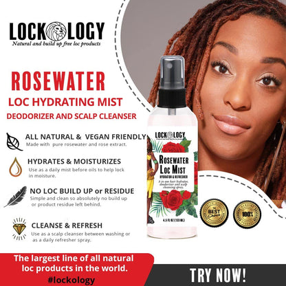 Lockology Rose Water for Locs — Hydrating Locs Spray & Moisturizer