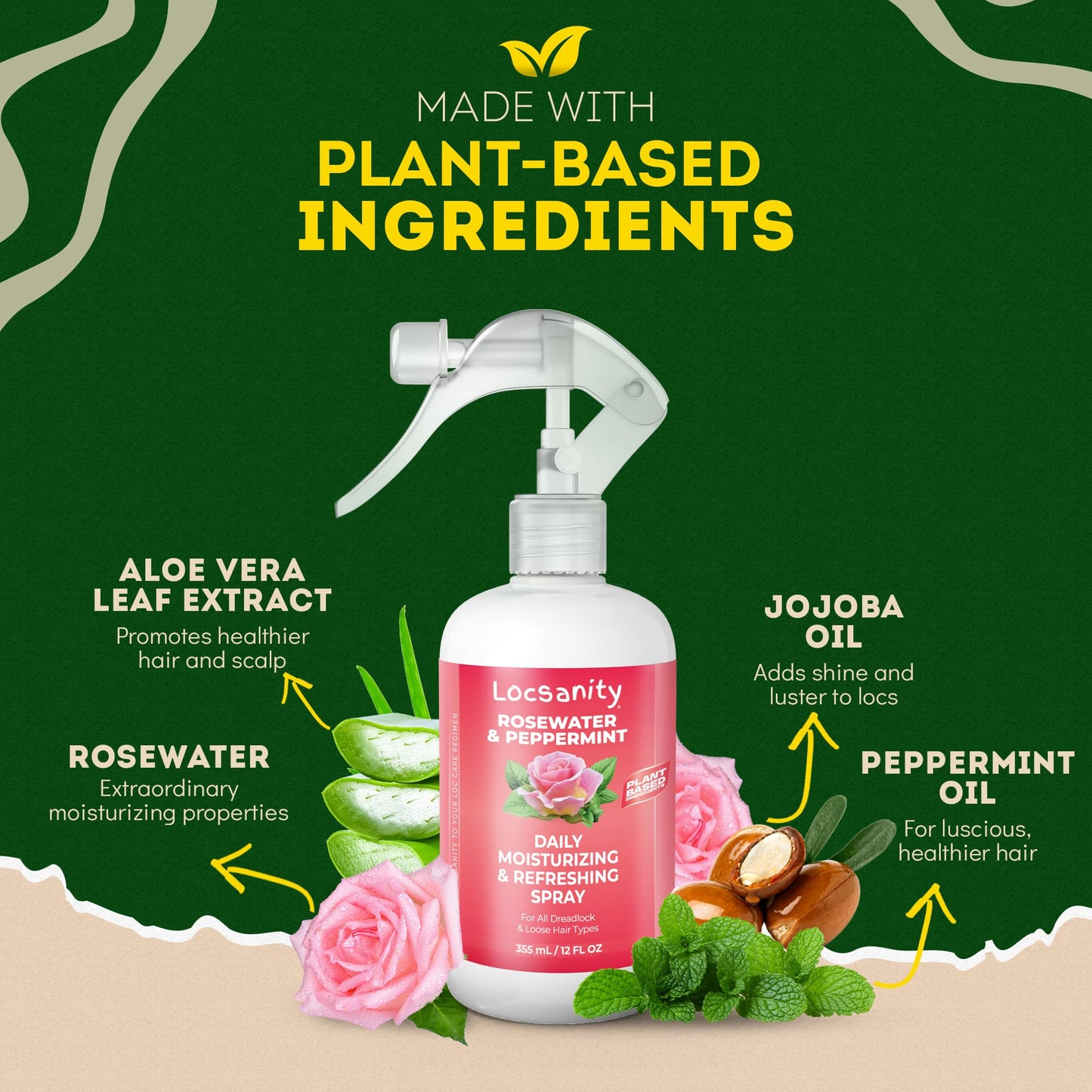 Locsanity Daily Moisturizing Spray for Locs – Rose Water & Peppermint