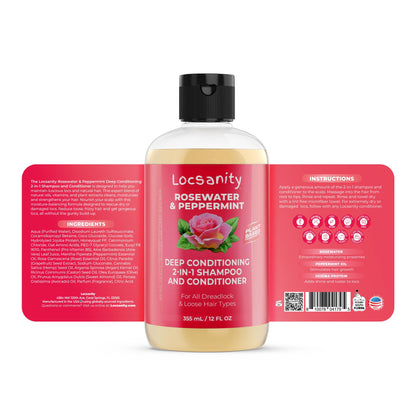 Locsanity Rosewater Peppermint Loccare Bundle for Dreadlocks, Sisterlocks & Microlocks - Fine Mist
