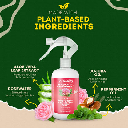 Locsanity Rosewater Peppermint Daily Spray for Locs – Scalp Moisturizer (12oz)