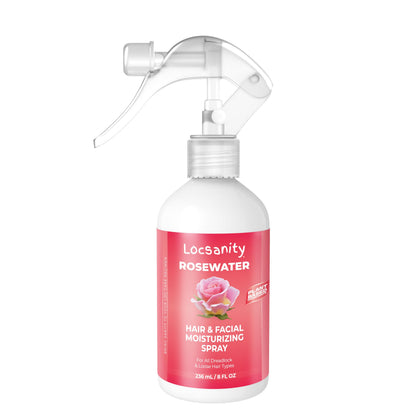 Locsanity Pure Rosewater Spray – 8oz Hydrating Rosewater Mist for Skin & Locs