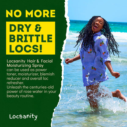Locsanity Pure Rosewater Spray – 8oz Hydrating Rosewater Mist for Skin & Locs