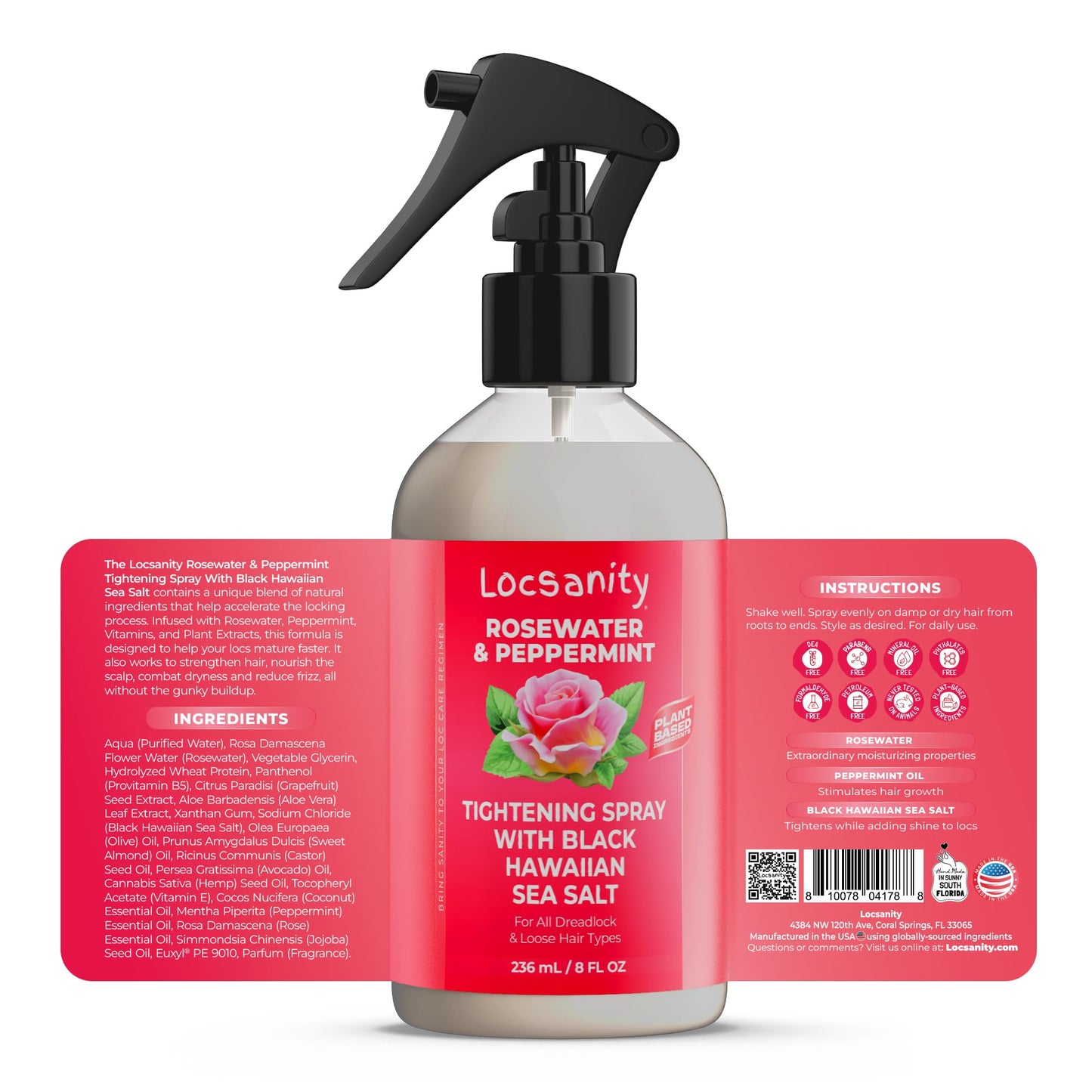 Locsanity Rosewater Peppermint Loccare Bundle for Dreadlocks, Sisterlocks & Microlocks - Fine Mist